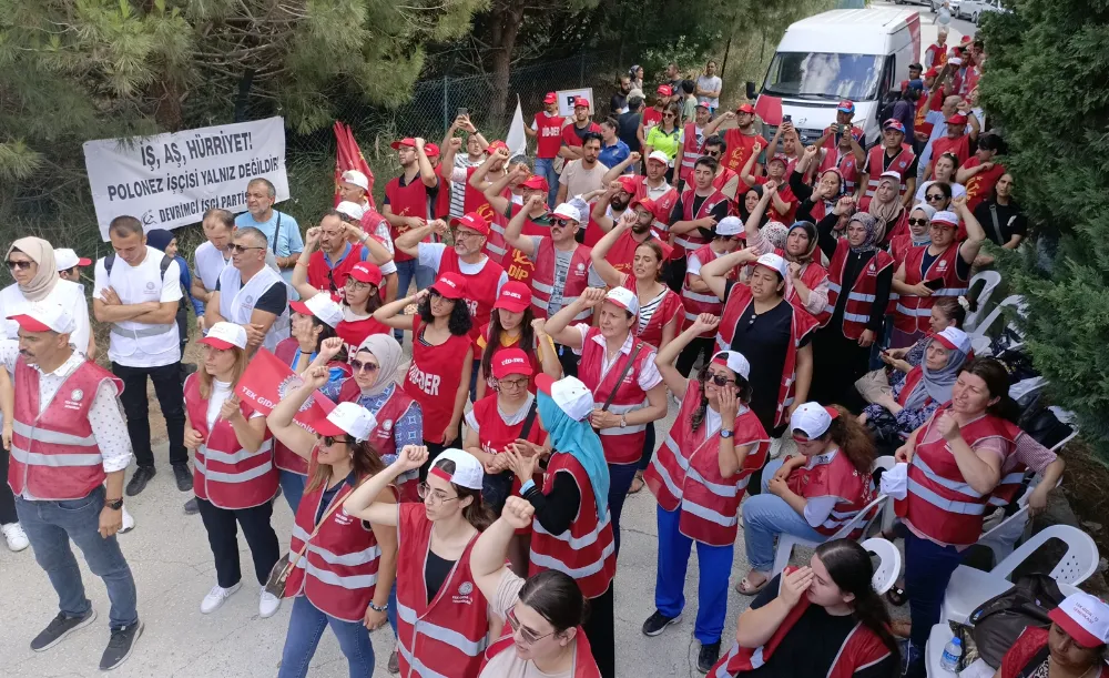 Polonez işçilerinden ters kelepçeli protesto!