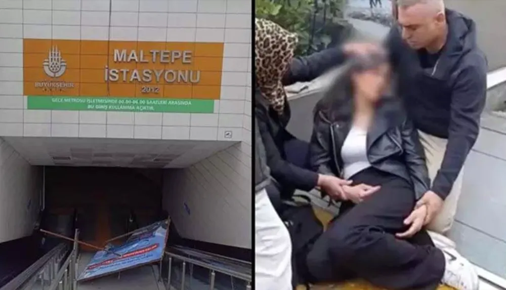Yürüyen merdivenlerde üzerine reklam panosu düştü