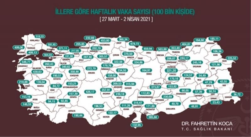 Yeni vaka haritası açıklandı